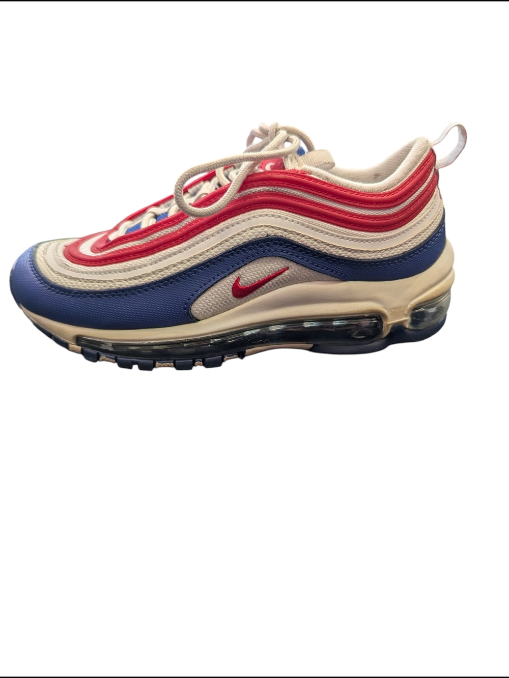 Nike Air Max 97 Red White Blue Sneakers Youth 3.5Y Womens 5 Retro Running Shoes